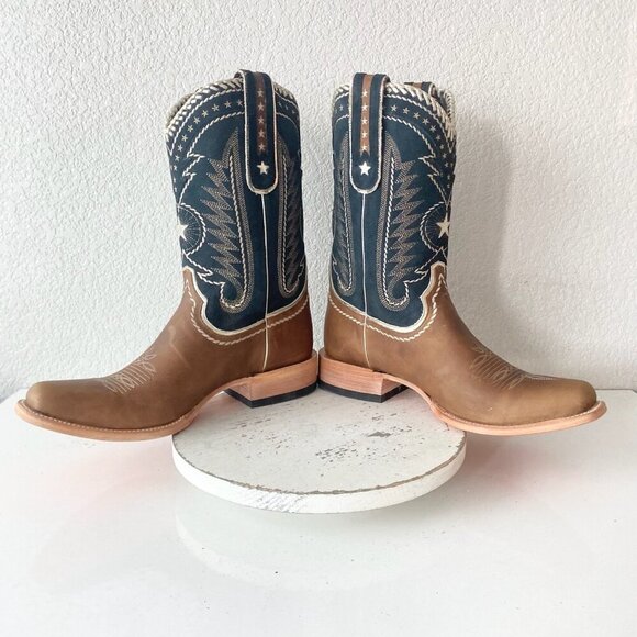 Lane RODEO HOUSTON Mens Cowboy Boots Size 15B Brown Leather Western Blunt Toe - Picture 7 of 11